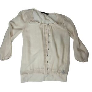 The Limited Sparkly See Thru Peach Blouse 3/4 Sleeve Womans XS New Years Party